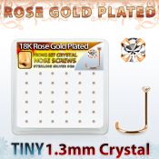 rswp6xc caja display 36 piercing nariz l plata 925 oro rosa 0 6mm cristal 1 25mm distribuidor