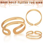rt796 rose gold plated silver adjustable toe ring two bands