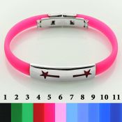 sbl19 brazalete banda piel color placa brillo espejo acero inoxidable signo varitas estrella cortadas distribuidor mayorista