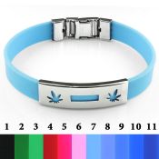 sbl25 brazalete banda piel color placa brillo espejo acero inoxidable rect cortado entre hojas marihuana distribuidor mayorista