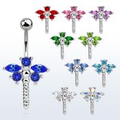 se008 piercing ombligo acero quirurgico libelula cristal las alas distribuidor