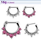 seph16 crystal studded septum clicker with a steel closure bar