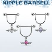 snpoz3 barbell pezon estribo acero quirurgico bolas 5mm corazon zirconita alas colgado distribuidor mayorista