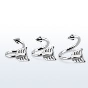 sp14aw 316l steel eyebrow spiral 1.2mm w cone steel arrow end