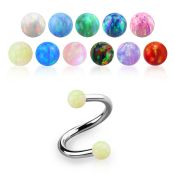 speop3 surgical steel spiral w two 3mm synthetic opal balls