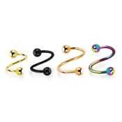 spt20b anodized 316l steel eyebrow spiral, 20g w 3mm balls