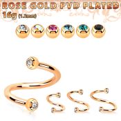 spttjb25 rose gold steel spiral w two tiny 2.5mm jewel balls