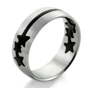 sr166 anillo rejilla acero inoxidable mate estrellas negras cortadas venta