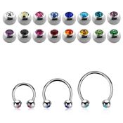 steel circular barbell 0.8mm w 3 mm bezel set jewel balls