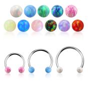 steel circular barbell 18g w two 3mm synthetic opal balls