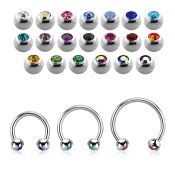 steel circular barbell 1mm w 3 mm bezel set jewel balls