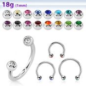 steel circular barbell 1mm w tiny 2.5mm jewel balls