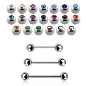 steel eyebrow barbell 1mm w 3mm bezel set jewel balls