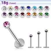 steel labret 1mm w tiny 2.5mm bezel set half jewel ball