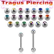steel tragus barbell 1.2mm w top 3mm bezel set jewel ball