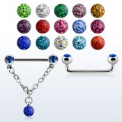 suddl1 barbell superficial industrial acero quirurgico 90 grados bolas joya 6mm conectadas traves multi cristal ferido 5mm venta