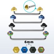 sudita6 barbell superficial industrial acero quirurgico rosca interna 90 grados formas tuerca tornillo hexagonal pvd 6mm distribuidor mayorista