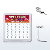 sxsmc36 caja unidades piercing nariz plata esterlina parte superior espermatozoide cristal claro