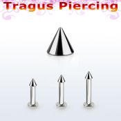 tlbcn2 316l steel tragus labret 16g w a 2mm cone 