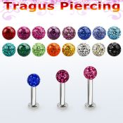 tlbfr4s labret tragus acero 316l base redonda 2 5mm tragus piercing bola 4mm multi cristal ferido distribuidor mayorista