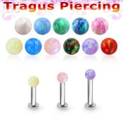 tlbop3 labret tragus acero 316l base redonda 2 5mm tragus piercing bola opalo 3mm distribuidor