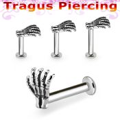 tlbskhd labret tragus acero 316l base redonda 2 5mm tragus piercing mano esqueleto acero 316l distribuidor