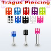 tlbvdi4s 316l steel tragus labret 16g w a 4mm acrylic uv dice 