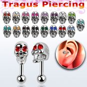 trg24b piercing tragus acero quirurgico calavera acero quirurgico ojos cristal bola cierre acero liso 4mm distribuidor mayorista