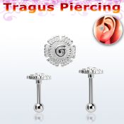 trg39 piercing tragus acero quirurgico flor bola acero liso 3mm la esta plata distribuidor