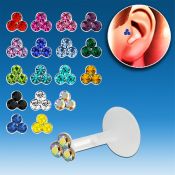 trgs10 piercing tragus bio flex triple cristal plata esterlina al por mayor