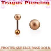 trgtt35 rose gold steel tragus piercing 4mm frosted steel ball