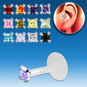 trgz5 piercing tragus bio flexible zirconita cuadrada 3mm parte plata esterlina venta