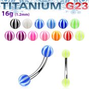 ubnebe titanium g23 eyebrow ring w acrylic uv beach ball