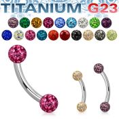 ubnfr3 titanium g23 eyebrow banana 3mm multi crystal balls