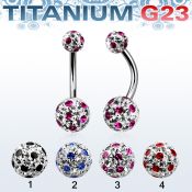 ubnfrga piercing ombligo titanio g23 bolas 5 8mm multi cristal ferido puntos mayorista