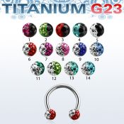 ucbfr3e titanium g23 eyebrow lip barbell w 3mm 2 color balls