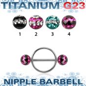 udfnpe6 pezonera redonda acero 316l barbell titanio g23 bolas multi cristal ferido 6mm triple linea mayorista