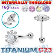uhein16 titanium g23 barbell flower top lower ball internal