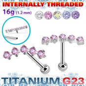 uhein27 titanium barbell prong cz curve top ball internal