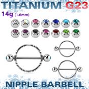 ujbnpe5 steel nipple shield w titanium g23 barbell w jewel balls