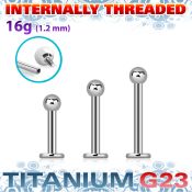 ulbb25i titanium g23 internal labret ball