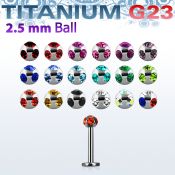 ulbca25 titanium g23 labret with two 2 5 mm multi jewel balls
