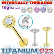ulbin16 titanium g23 labret flower top cz balls internal