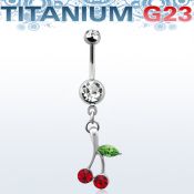 umcdch10 piercing ombligo titanio g23 bolas joya bisel 5mm 8mm cerezas rojas cristal s hoja cristal verde 10mm distribuidor