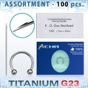 uset07 kit piercings profesional 100 barbell circular titanio g23 bolas 3mm 100 agujas acero quirurgico esterilizadas mayorista