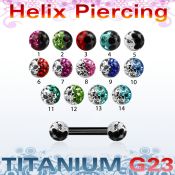 utbbe23e barbell ceja helix titanio g23 anodizado bolas multi cristal colores distribuidor mayorista