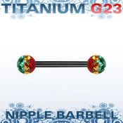 utnpfr5r barbell pezon titanio g23 anodizado bolas multi cristal pegadas ferido 5mm rayas colores rasta venta