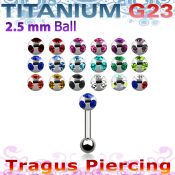utrg12 titanium tragus piercing w multi jewel titanium ball