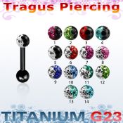 utrgt7e piercing tragus titanio g23 anodizado bola multi cristal 3mm colores bola titanio liso 3mm mayorista