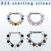 vsepcx14 septum clip plata 925 barra cierre acero 316l zirconia colores alternativos venta